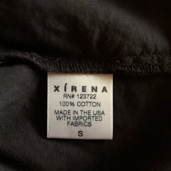 Xirena Aria Blouse Ruffle Black Gauze Split V-Neck Relaxed Fit Size Small EUC - Picture 5 of 7